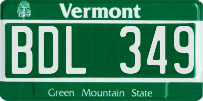 VT license plate BDL349