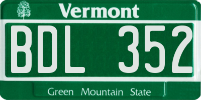 VT license plate BDL352