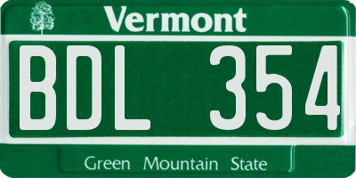 VT license plate BDL354
