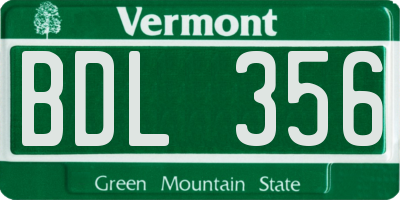 VT license plate BDL356