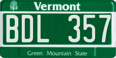 VT license plate BDL357