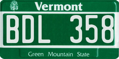 VT license plate BDL358
