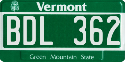VT license plate BDL362