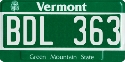 VT license plate BDL363