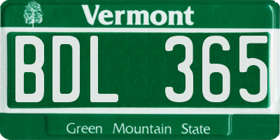 VT license plate BDL365