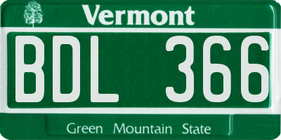 VT license plate BDL366