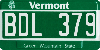VT license plate BDL379