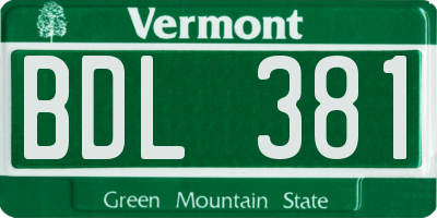 VT license plate BDL381