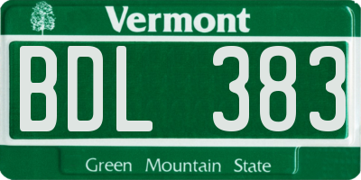 VT license plate BDL383