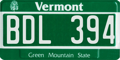 VT license plate BDL394