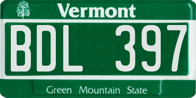 VT license plate BDL397