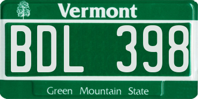 VT license plate BDL398