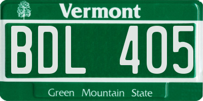 VT license plate BDL405