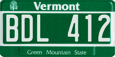 VT license plate BDL412