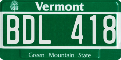 VT license plate BDL418