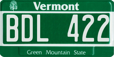 VT license plate BDL422