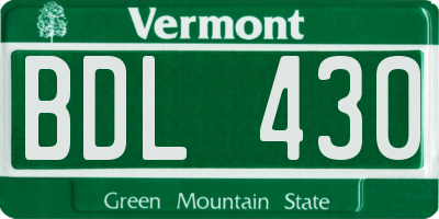 VT license plate BDL430