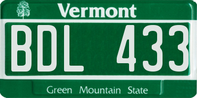 VT license plate BDL433