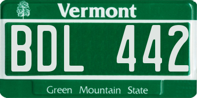 VT license plate BDL442