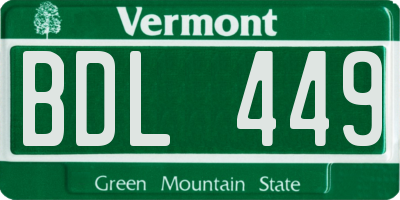 VT license plate BDL449