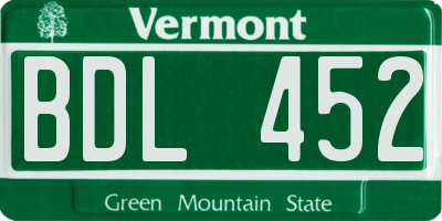 VT license plate BDL452