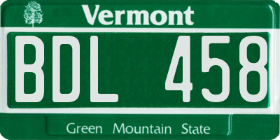 VT license plate BDL458
