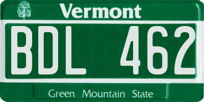 VT license plate BDL462