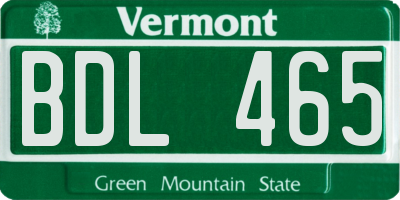 VT license plate BDL465