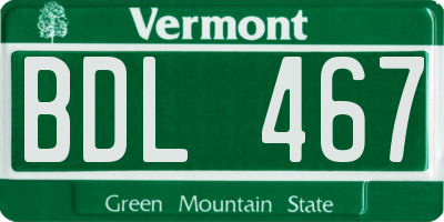 VT license plate BDL467