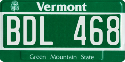 VT license plate BDL468