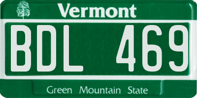 VT license plate BDL469