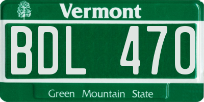 VT license plate BDL470