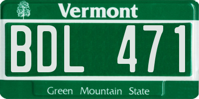 VT license plate BDL471
