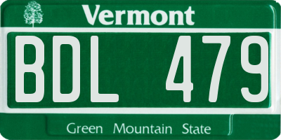 VT license plate BDL479