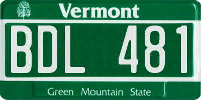VT license plate BDL481