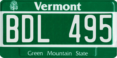 VT license plate BDL495