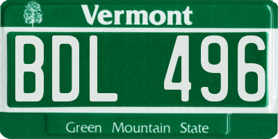 VT license plate BDL496
