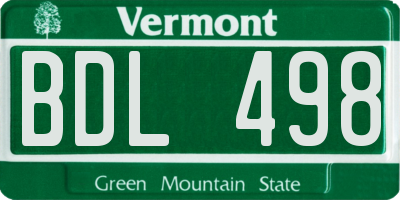 VT license plate BDL498