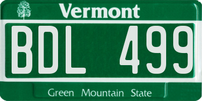 VT license plate BDL499