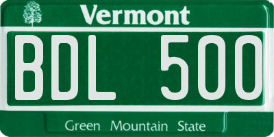 VT license plate BDL500