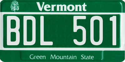 VT license plate BDL501