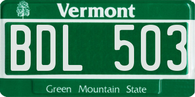 VT license plate BDL503