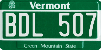 VT license plate BDL507