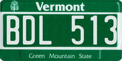 VT license plate BDL513