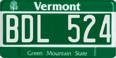 VT license plate BDL524
