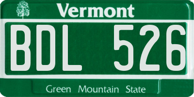 VT license plate BDL526