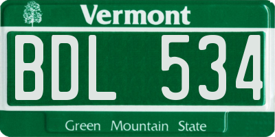VT license plate BDL534