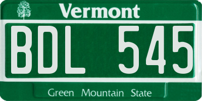 VT license plate BDL545