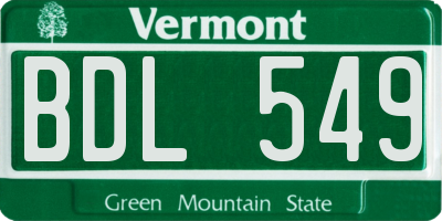 VT license plate BDL549