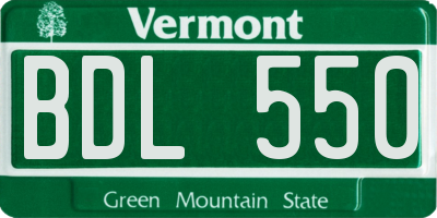 VT license plate BDL550